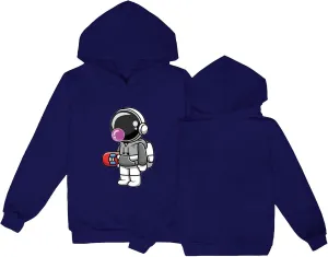 Kids Cute Astronaut Graphic Hoodie Boy Girl 2 Hooded Sweatshirts Pullover Long Sleeve Tops Toddler Winter Clothes