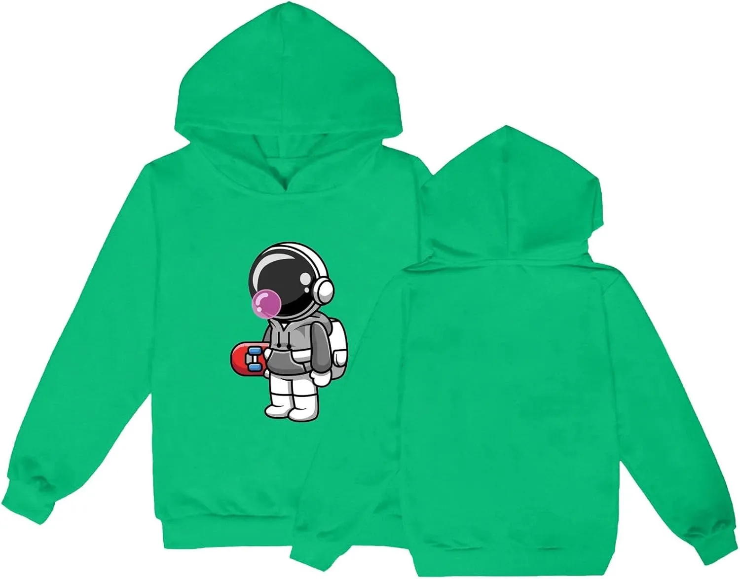 Kids Cute Astronaut Graphic Hoodie Boy Girl 2 Hooded Sweatshirts Pullover Long Sleeve Tops Toddler Winter Clothes