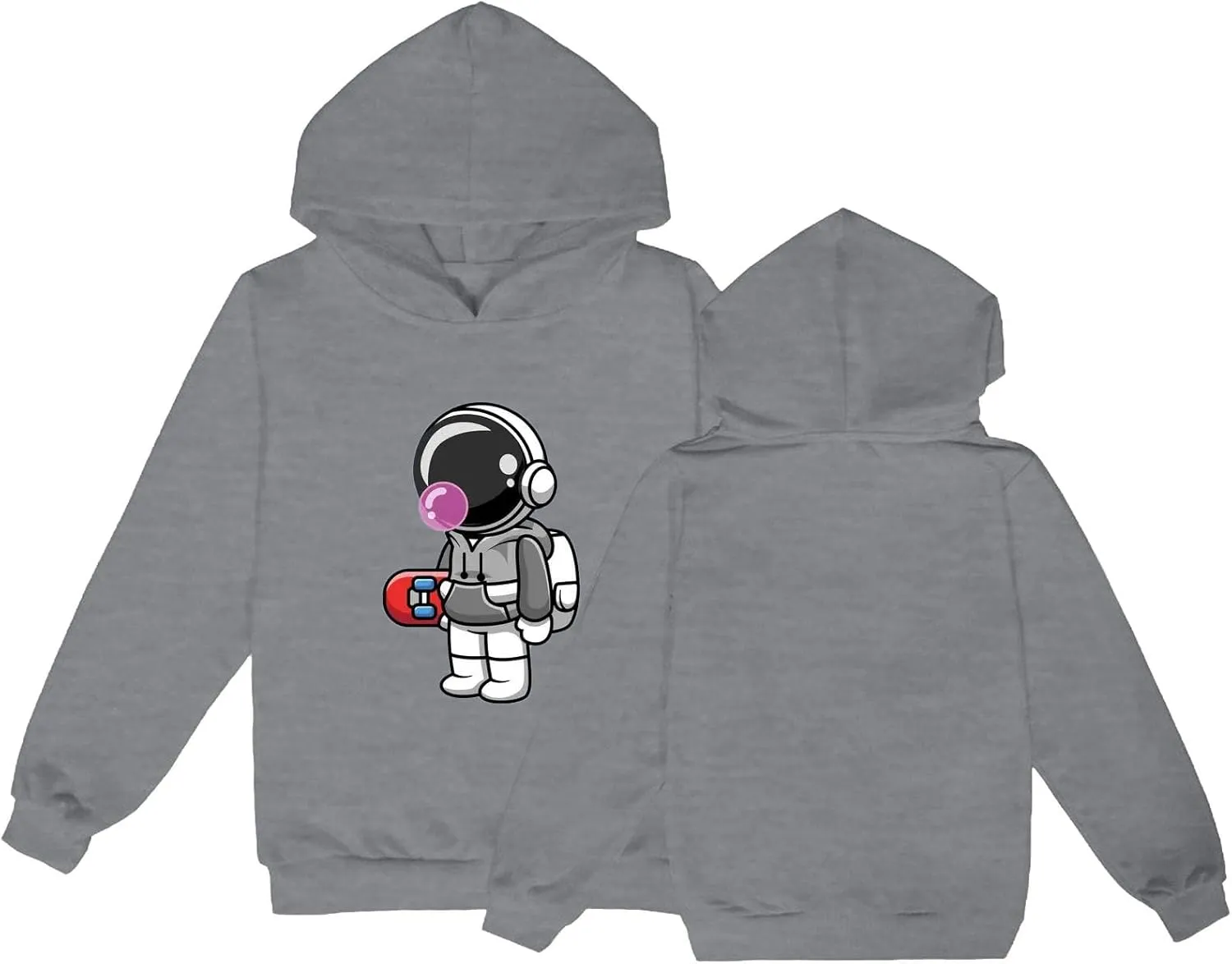 Kids Cute Astronaut Graphic Hoodie Boy Girl 2 Hooded Sweatshirts Pullover Long Sleeve Tops Toddler Winter Clothes