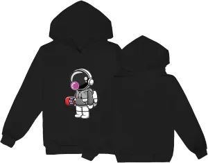 Kids Cute Astronaut Graphic Hoodie Boy Girl 2 Hooded Sweatshirts Pullover Long Sleeve Tops Toddler Winter Clothes