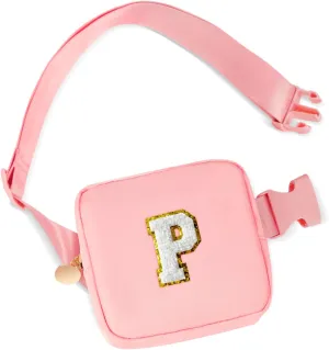 Kids' Cute Crossbody Bags - Party Accessories, Mini Fanny Packs in Peach & White Initials