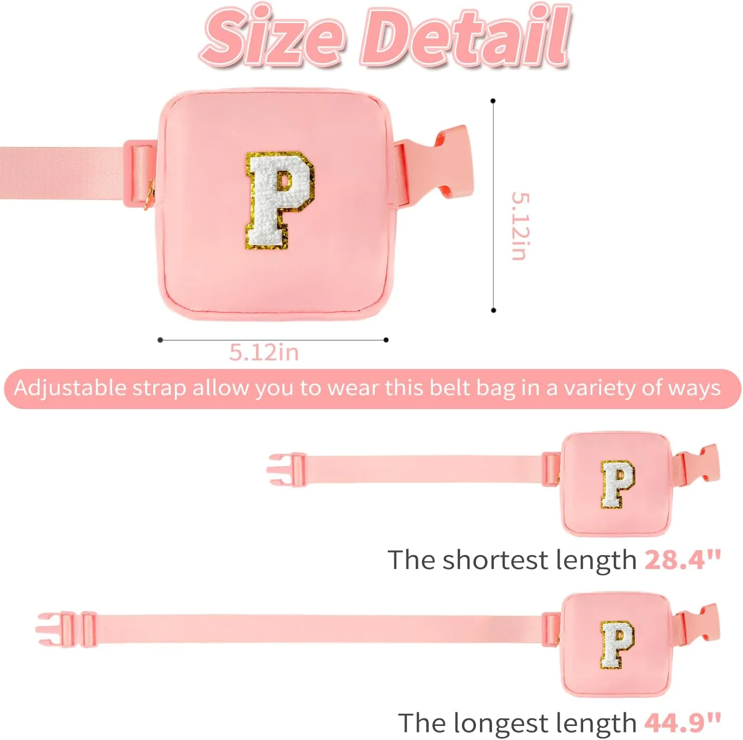 Kids' Cute Crossbody Bags - Party Accessories, Mini Fanny Packs in Peach & White Initials
