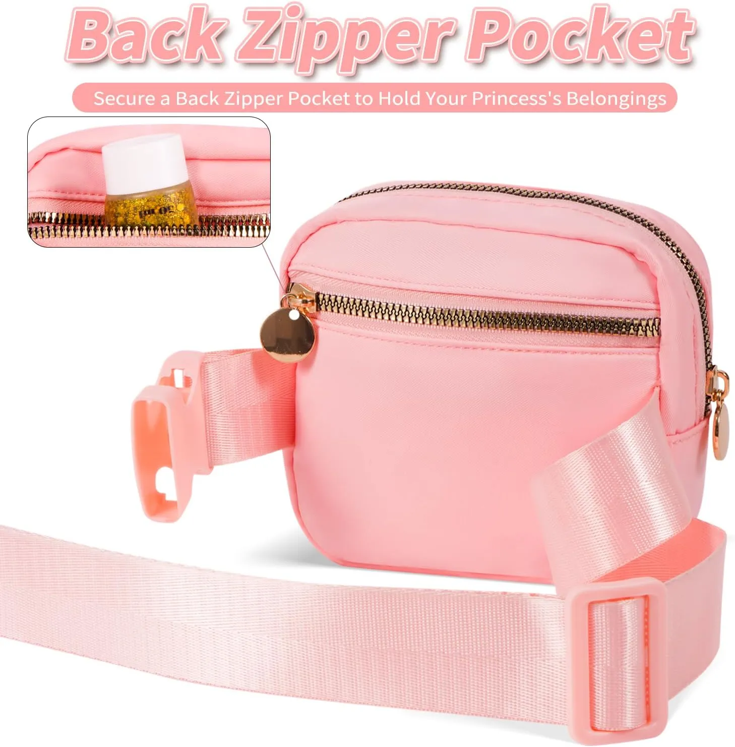 Kids' Cute Crossbody Bags - Party Accessories, Mini Fanny Packs in Peach & White Initials