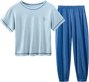 Kids Girls' Boys 2-Piece aamas Cotton leepwear Short Sleeve Tops Long Pants js oungeear Outfit for Toddler