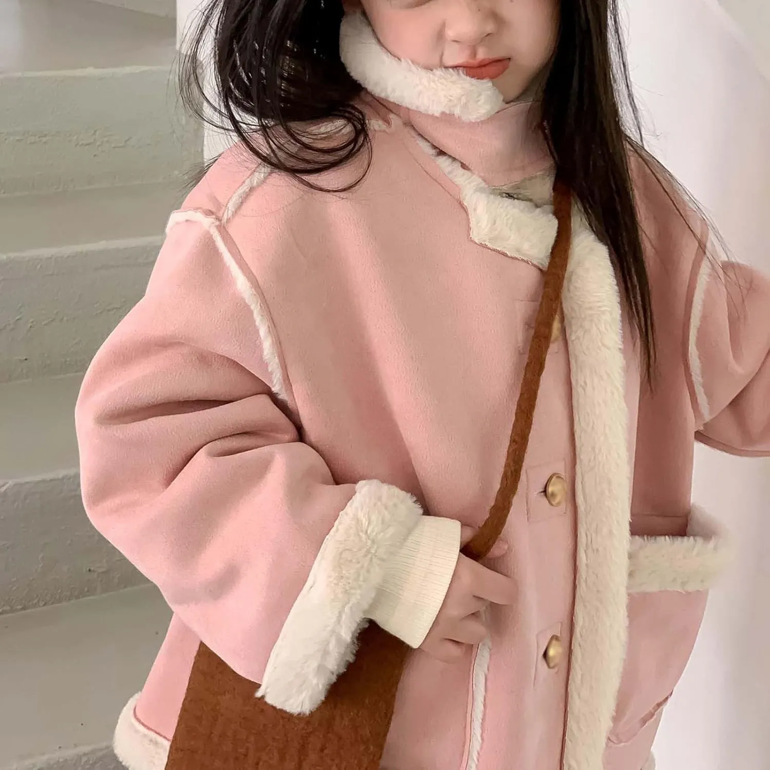 Kids Girls Coat Winter Windproof Thicken Coat Jacket Child Warm Fleece Button Outerwear Girls Light Winter Jacket