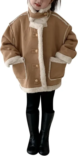 Kids Girls Coat Winter Windproof Thicken Coat Jacket Child Warm Fleece Button Outerwear Girls Light Winter Jacket