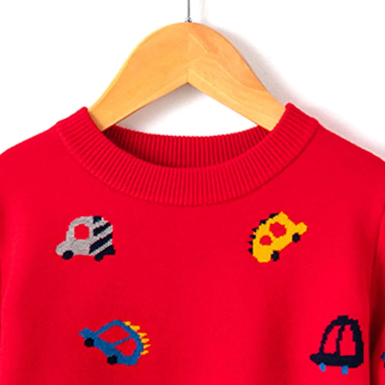 Kids Holiday Tops Toddler Boys Girls Cartoon Cars Print Sweater Long Sleeve Warm KnitPullover Knitwear Tops Sweater