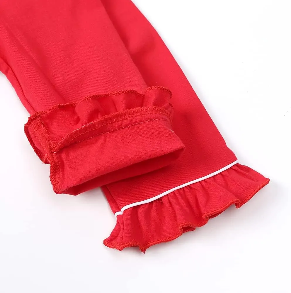 Kids Tales Girls Boys Button-Down Pajamas Set Toddler Christmas Sleepwear Red Long Sleeve Shirt Tops   Pants Nightwear PJS