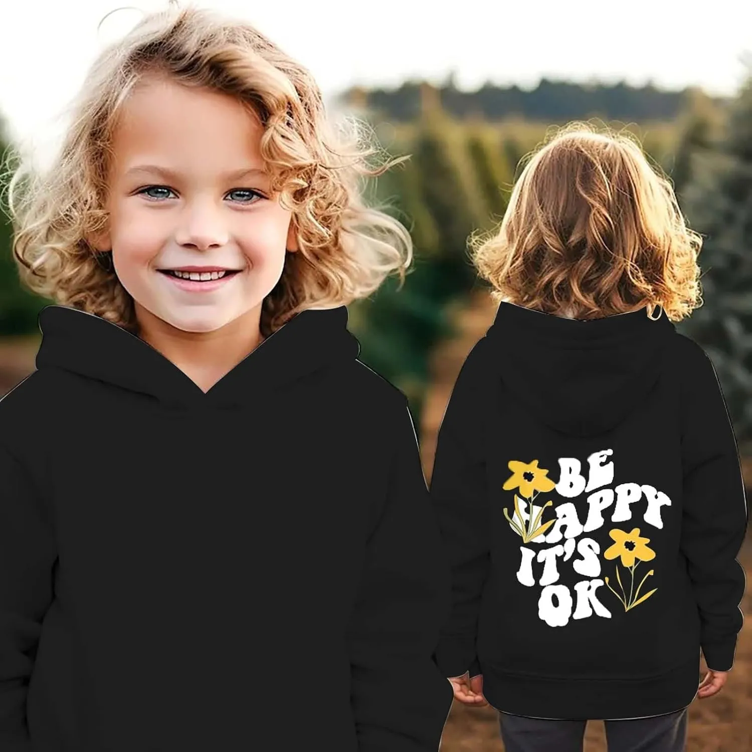 Kids Toddler Girl's Cartoon Letter Graphic Hoodie Drop Shoulder Long Sleeve Pullover Sweatshirt Y2K Hoodie Top