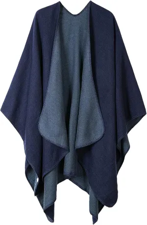 KirGiabo Women's Plaid Sweater Poncho Cape Coat Open Front Blanket Shawls and Wraps