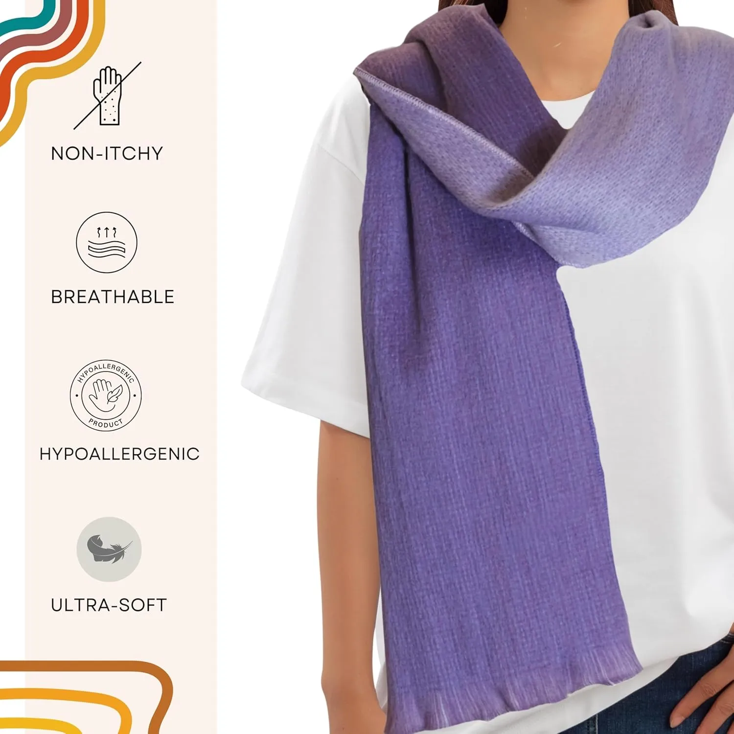LATITUDE ZERO Alpaca Wool Blend Scarf - Unisex, Super Soft & Warm, Ideal gift for Men & Women