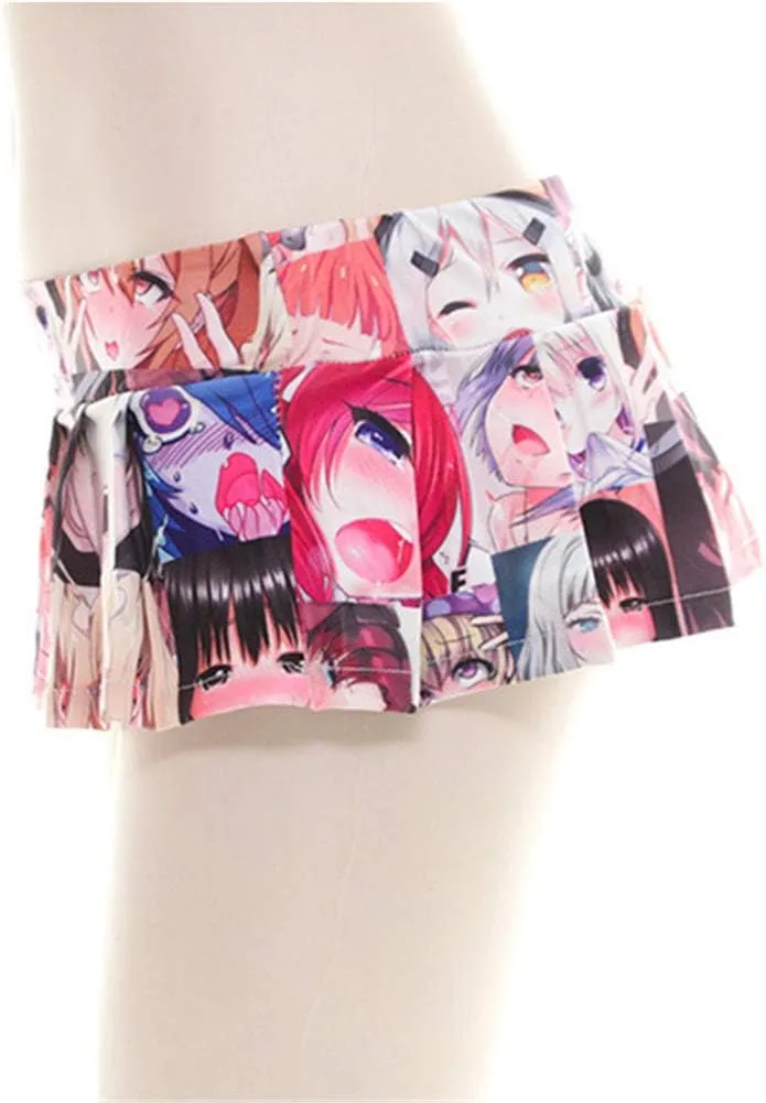 Lichma Mini Skirt,Women Sexy Cosplay Japanese Schoolgirls Anime Print Pleated Skirt Lingerie Sleepwear Nightwear