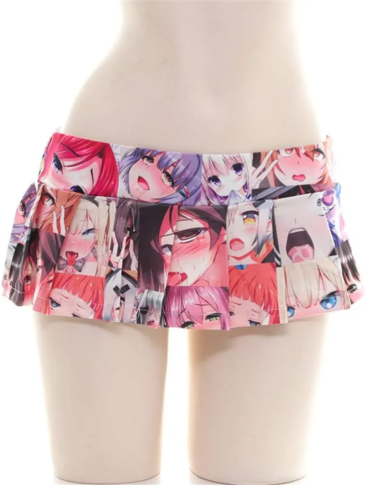 Lichma Mini Skirt,Women Sexy Cosplay Japanese Schoolgirls Anime Print Pleated Skirt Lingerie Sleepwear Nightwear