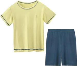 Little Boys Short Sleeve Pajamas Summer Sleepwear Set 2Pcs Shirts Top Shorts Casual Soft Comy js (Green, 18-24 Months)