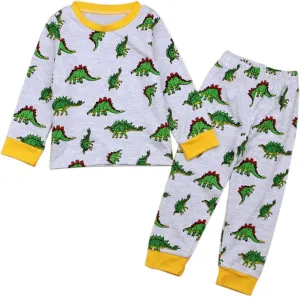 Little Boys Spring js Cute Dinosaur Pajamas Set Long Sleeve Sleepwear Soft nug Fit Pajama Long ohns 2Pcs