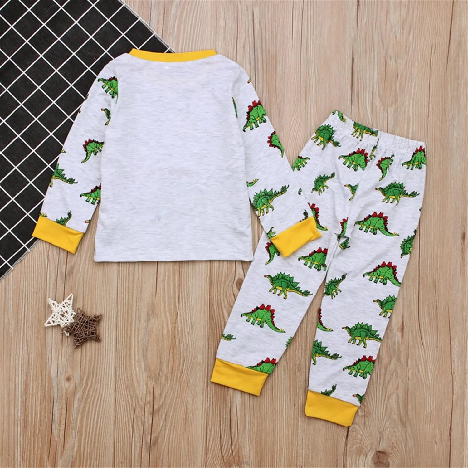 Little Boys Spring js Cute Dinosaur Pajamas Set Long Sleeve Sleepwear Soft nug Fit Pajama Long ohns 2Pcs