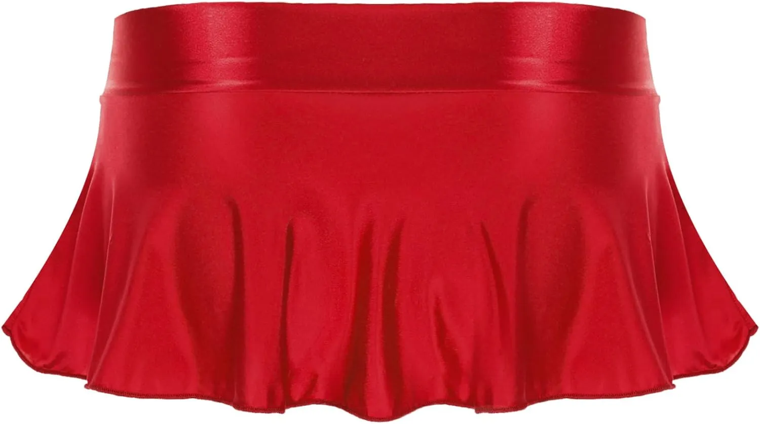 Lorilida Women Oil Glossy Sexy Pleated Mini Skirt Solid Ruffle Lingerie Skirts Rave Clubwear