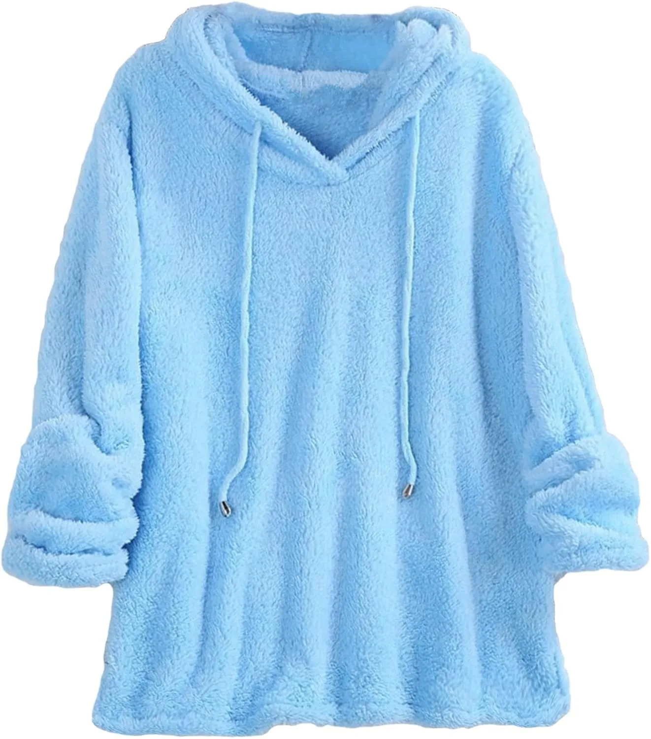 Lu's Chic Women's Sweatshirt Sherpa Fleece Hoodie Oversized Pullover Fuzzy Pajama Tops