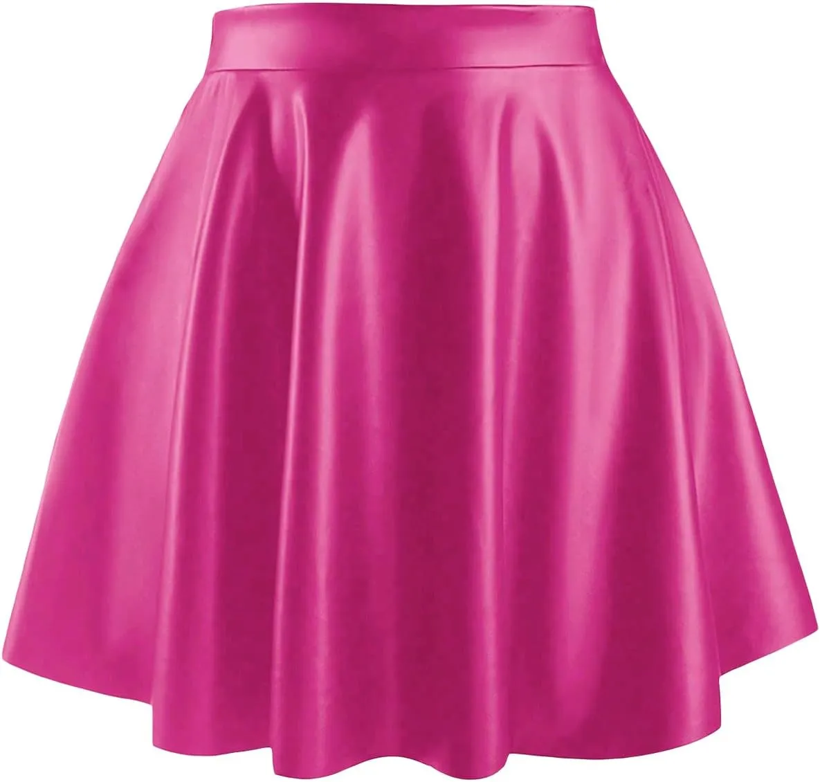 MakeMeChic Women's Plus Size Pleated Leather Mini Skirt High Waist A Line Skater PU Leather Short Skirt