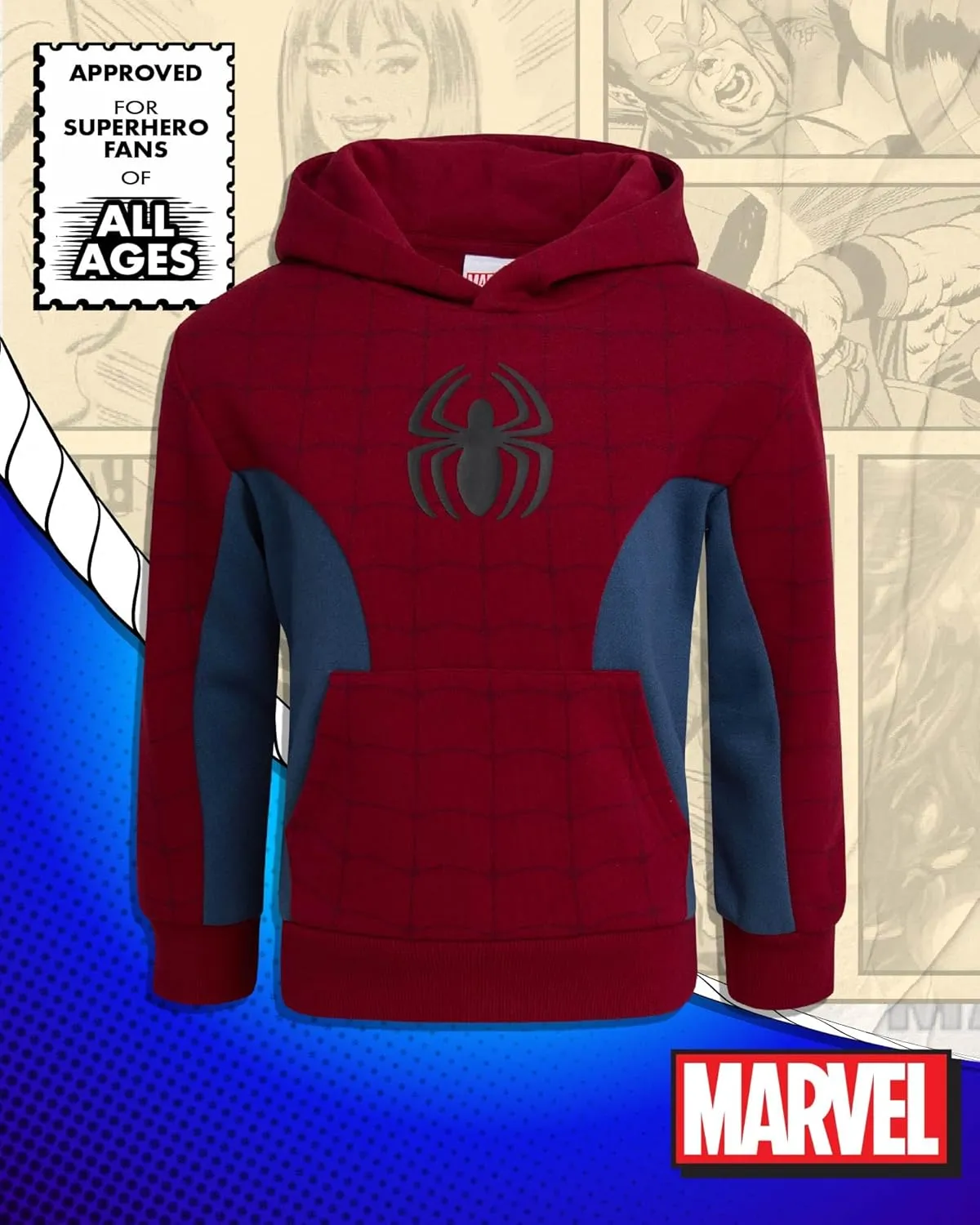 Marvel Boys Sweat Suit Set - 2 Piece Captain America Spiderman Fleece Pullover Graphic Hoodie and Sweatpants for Boys (3T-7)