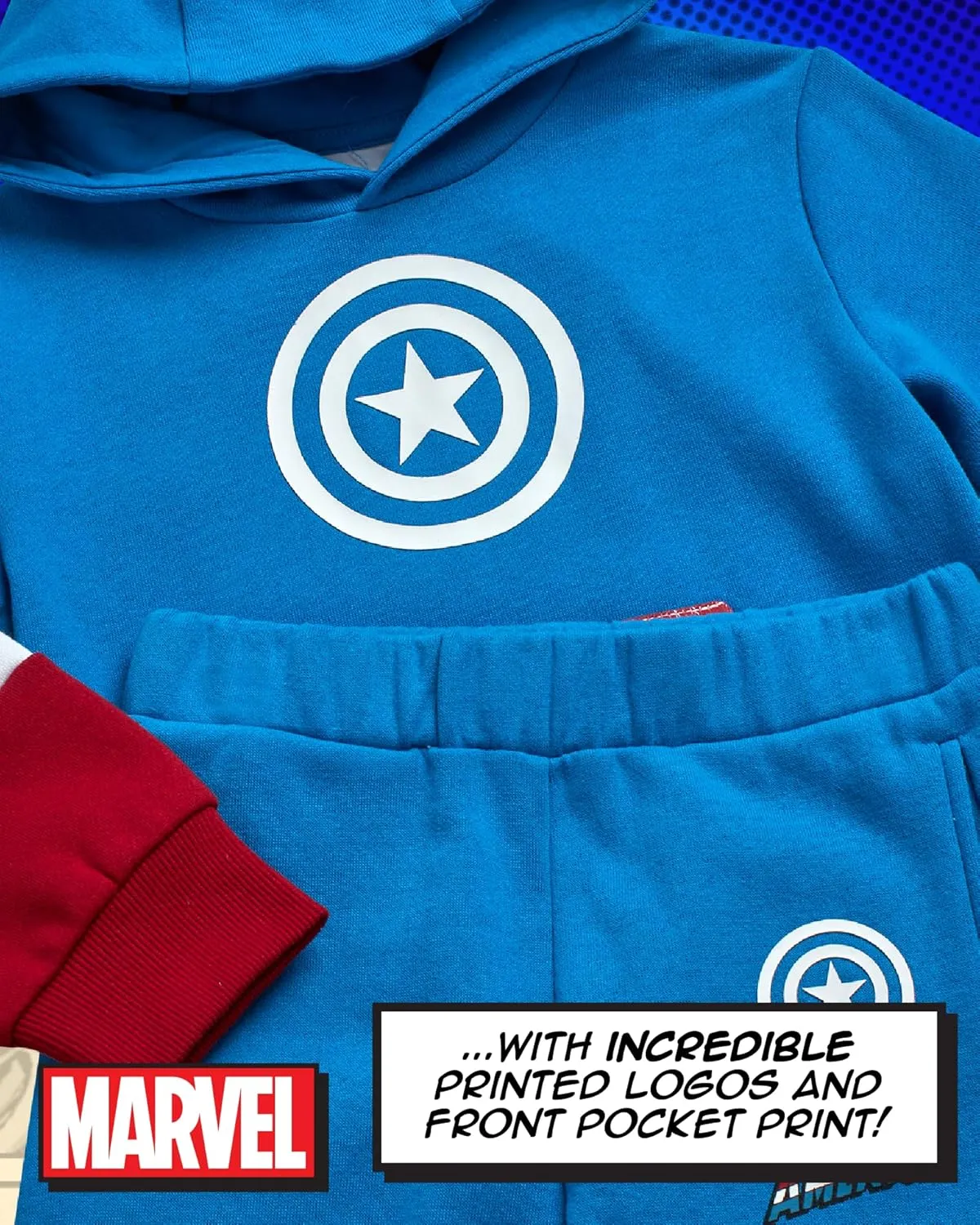 Marvel Boys Sweat Suit Set - 2 Piece Captain America Spiderman Fleece Pullover Graphic Hoodie and Sweatpants for Boys (3T-7)