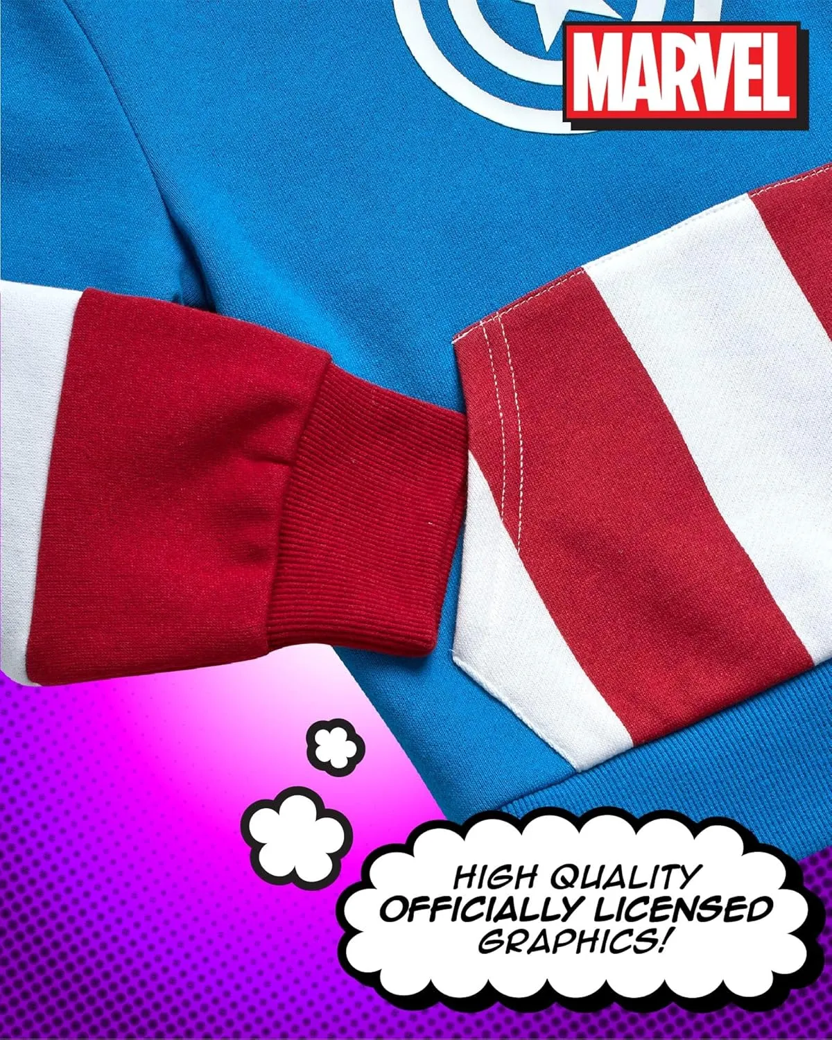 Marvel Boys Sweat Suit Set - 2 Piece Captain America Spiderman Fleece Pullover Graphic Hoodie and Sweatpants for Boys (3T-7)