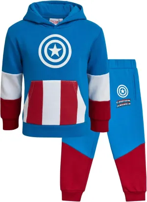 Marvel Boys Sweat Suit Set - 2 Piece Captain America Spiderman Fleece Pullover Graphic Hoodie and Sweatpants for Boys (3T-7)