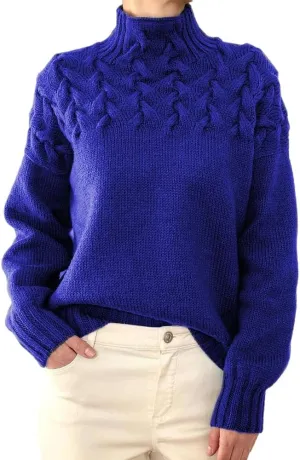 Melliflo Womens Sweater Casual Long Sleeve Turtleneck Cable Knit Sweater Warm Tops Loose Jumper Tops