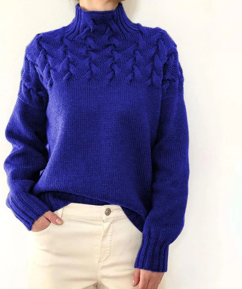 Melliflo Womens Sweater Casual Long Sleeve Turtleneck Cable Knit Sweater Warm Tops Loose Jumper Tops
