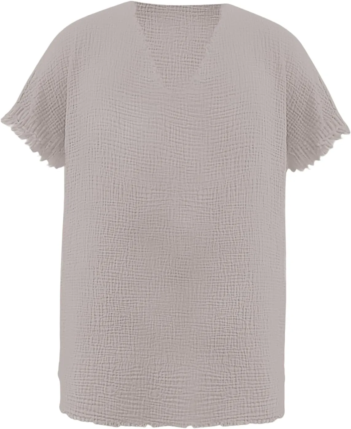 Men's Casual Linen T Shirts V Neck Short Sleeve Washed Shirts Frayed Raw Edges Tops Summer Beach Vacation Yoga Tops