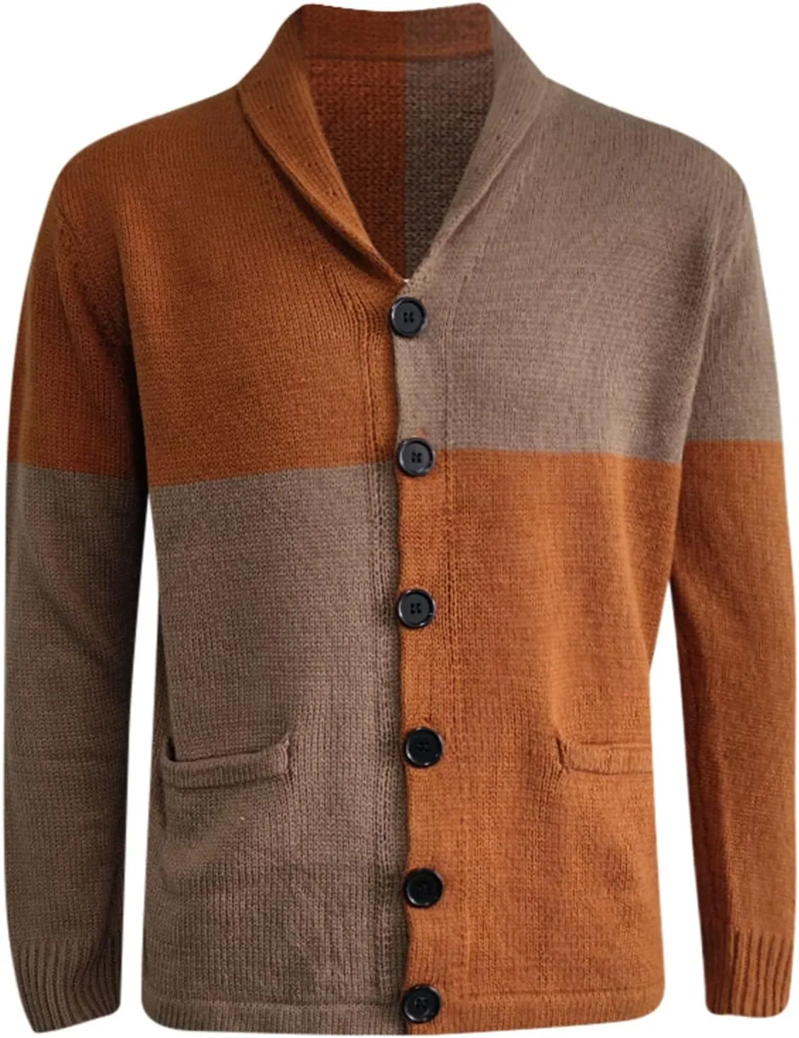 Men's Casual Shawl Collar Cardigan Sweater Long Sleeve Button Down Cardigan Single Breasted Knitted Cardigan Men's Long