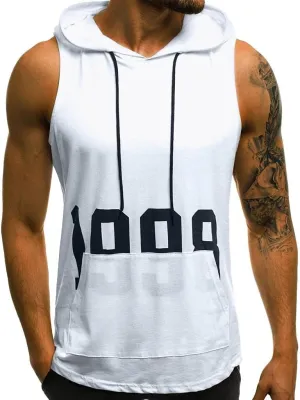 Mens Hoodie Mens Tank Top with Hood Pocket Gym Hoodie Workout Sleeveless Muscle Shirt T-Shirts Tees Shirts Vest Tops