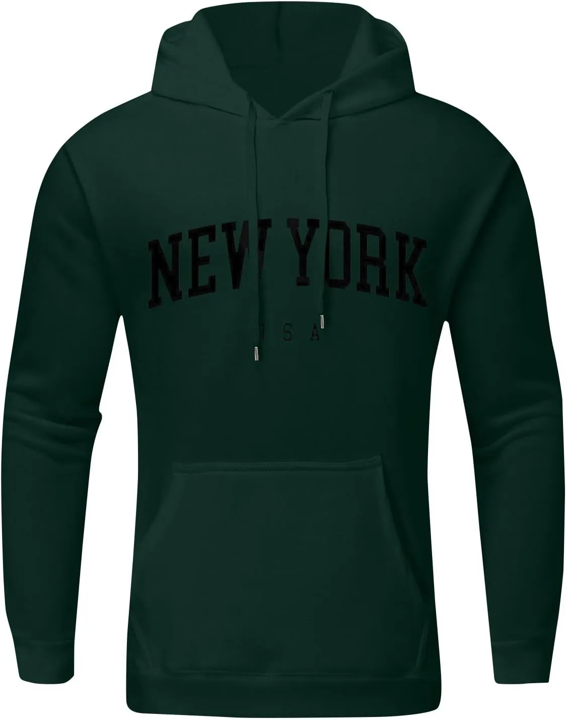 Men's Letter Graphic Print Hoodie Casual Long Sleeve Pullover Oversize New York Sweatshirt Pocket Drawstring Top