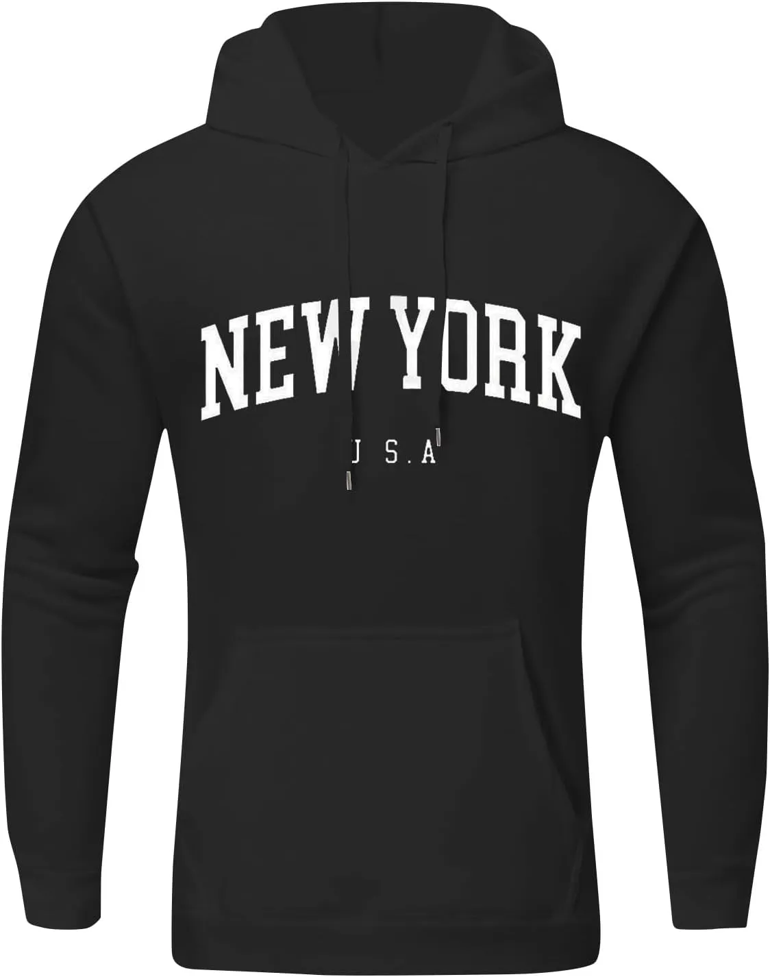 Men's Letter Graphic Print Hoodie Casual Long Sleeve Pullover Oversize New York Sweatshirt Pocket Drawstring Top