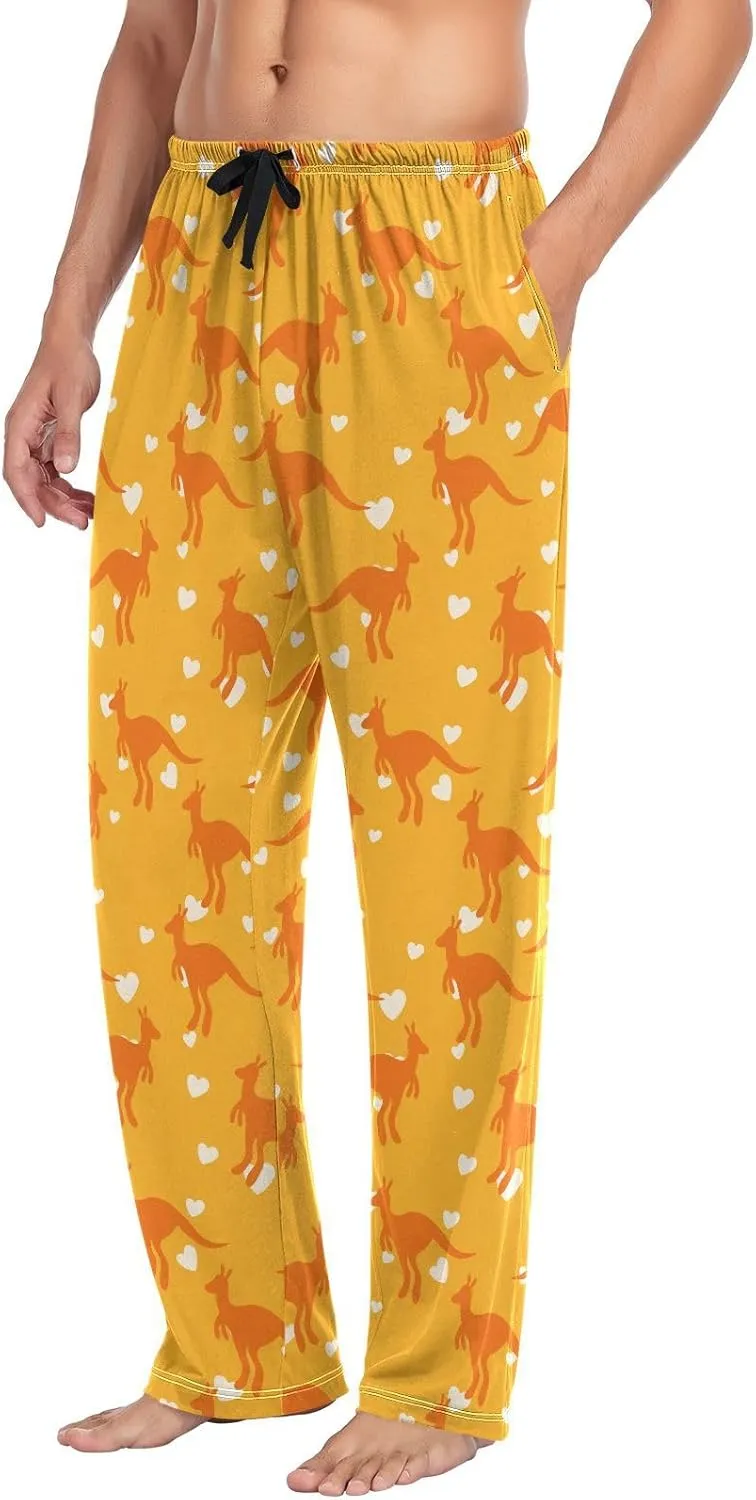 Men's Pajama Pants Soft Comfy Kangaroo Sleep Lounge Pants Pjs Bottoms with Pockets
