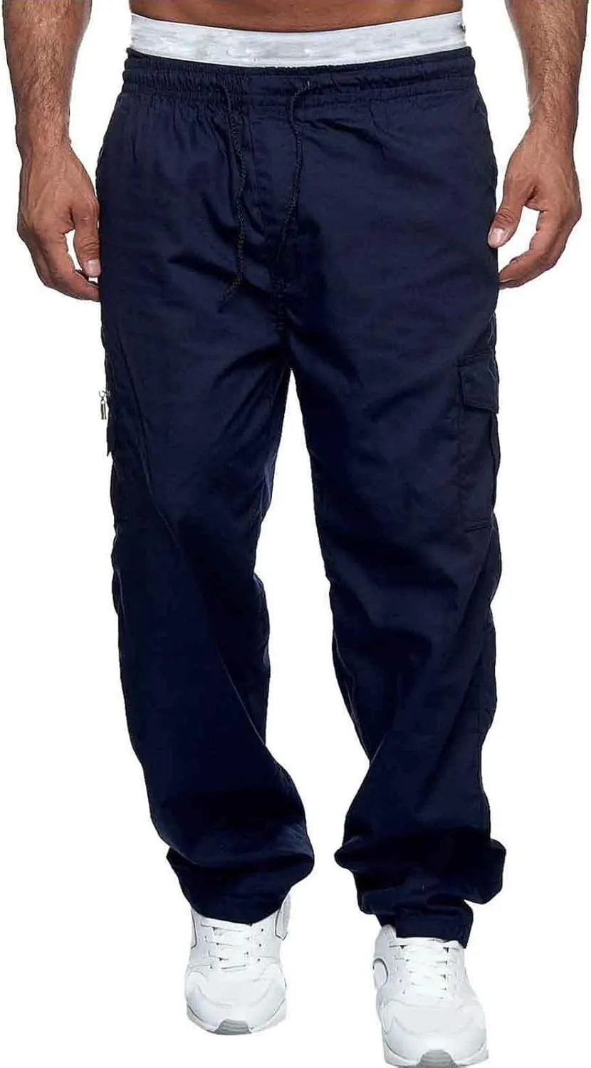 Mens Sweatpants with Pockets Big and Tall Fleece Cargo Sweatpants Stretch Elastic Running Athletic Sports Pants Casual