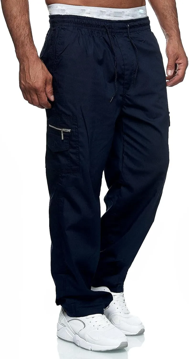 Mens Sweatpants with Pockets Big and Tall Fleece Cargo Sweatpants Stretch Elastic Running Athletic Sports Pants Casual