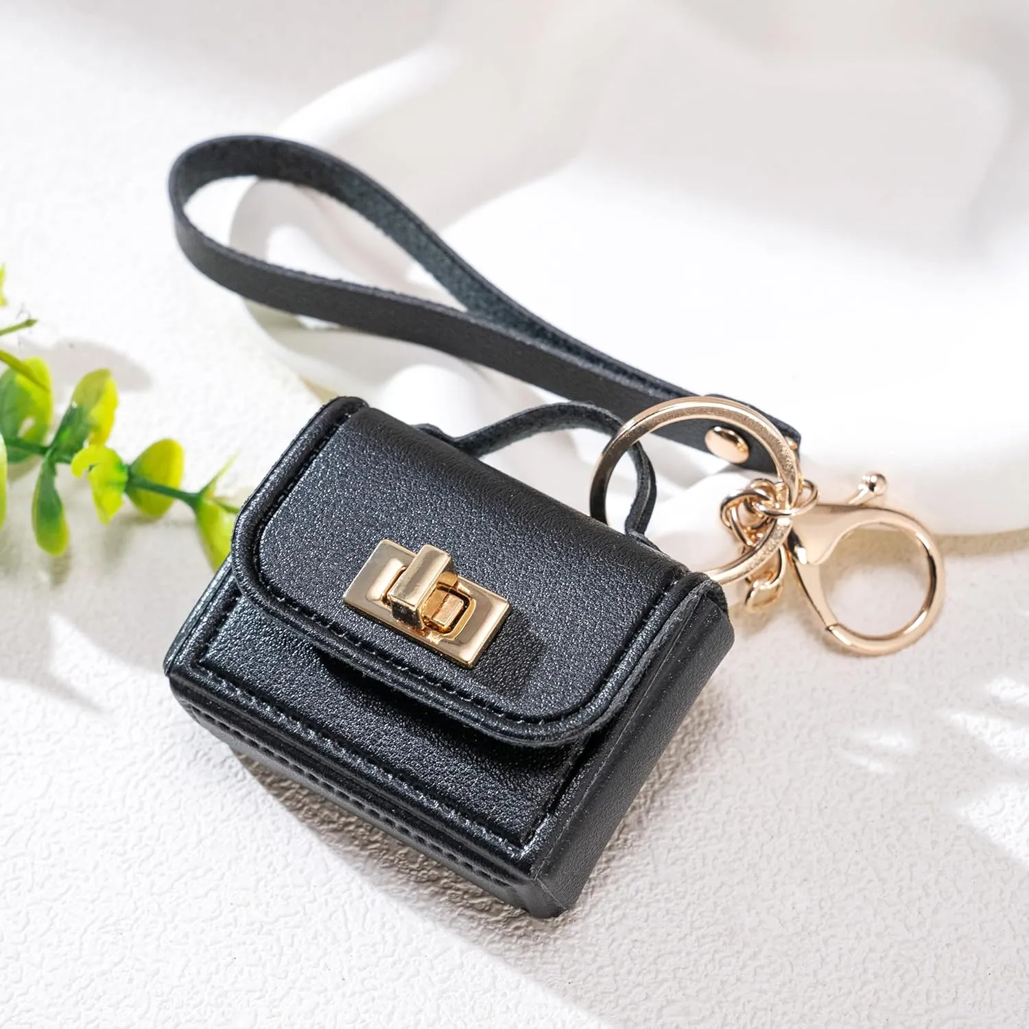 Miniature Leather Handbag Keychain Small Bag Keychain headphone bag Purse Charm Accessories