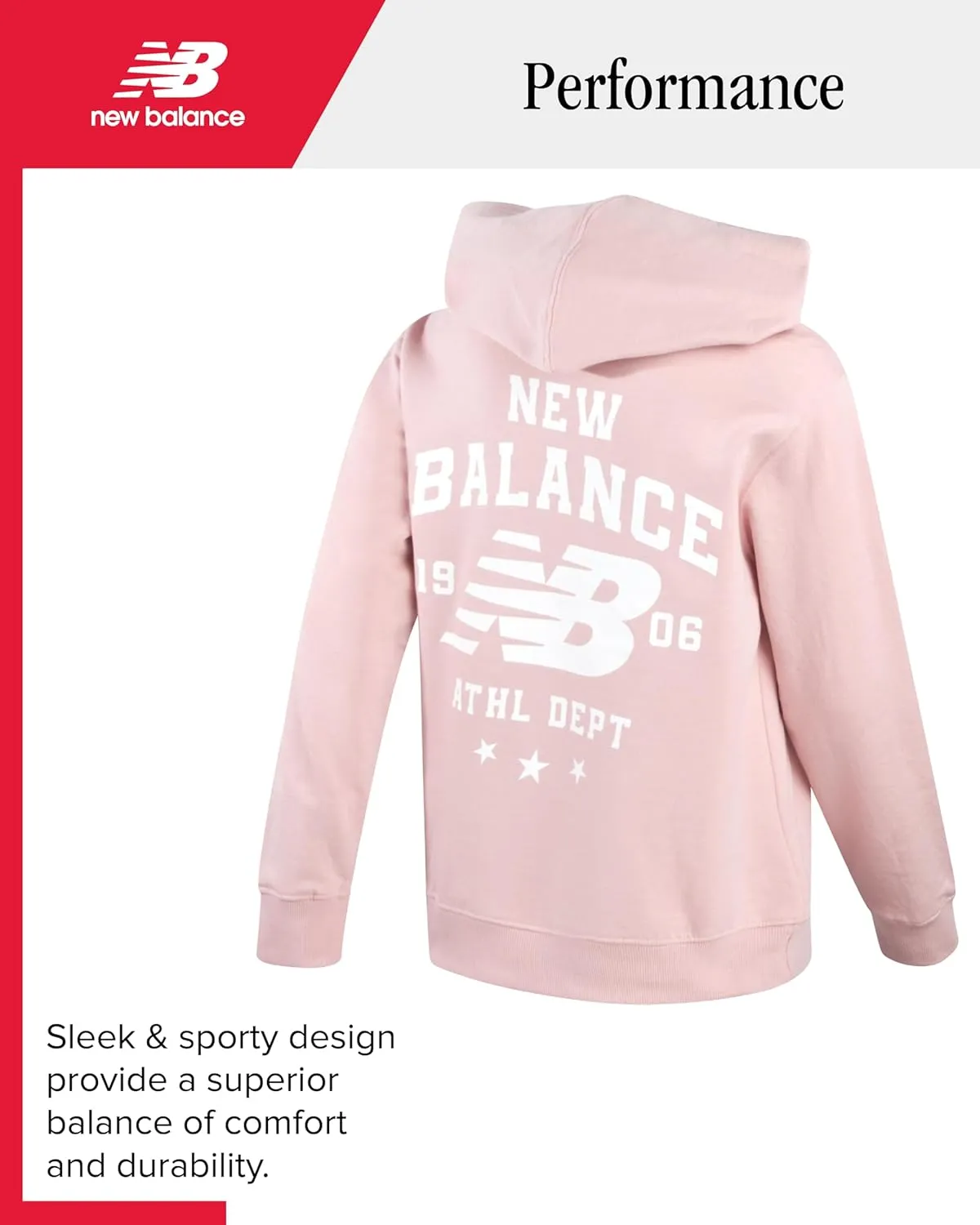 New Balance Boys' Athletic Hoodies - Performance Fleece Pullover Hoodie Sweatshirt with Stylish Back Graphic Print (8-20)
