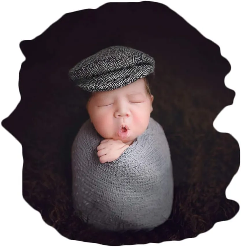 Newborn Baby Photography Props Bonnet Hat Cap & Blanket Wrap Sets For Boys Girls Photo Shoot