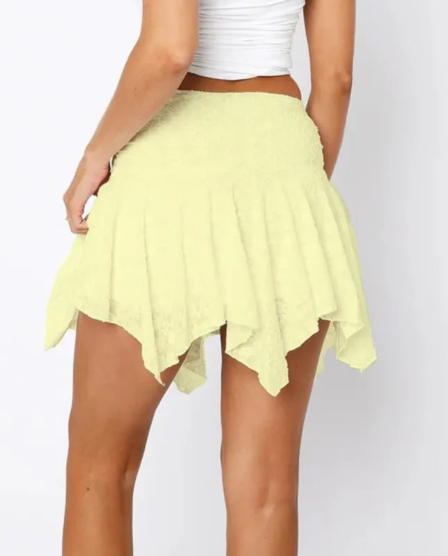 NUFIWI Halloween Women Floral Lace Mini Skirts Ruffle Pleated Layered Short Skirt Low Waist Cosplay Flowy Lace Skirts