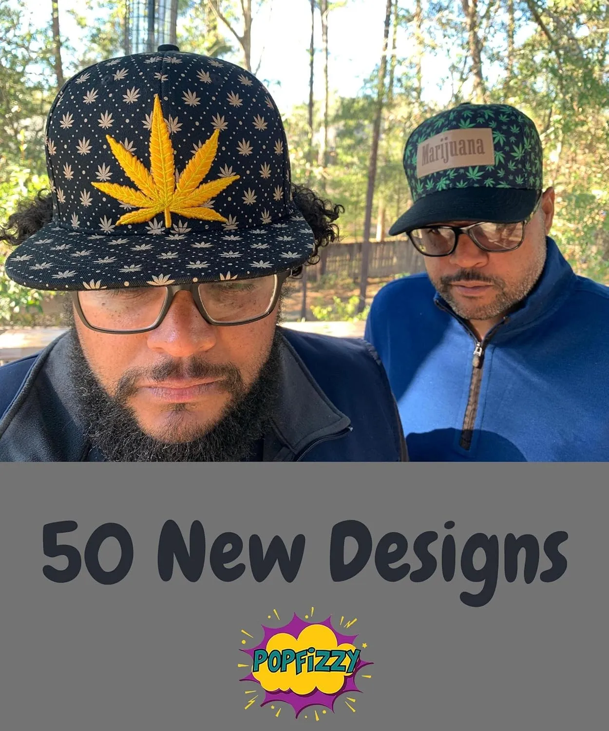 Popfizzy Weed Hat, Unisex Pot Leaf Hats, Cannabis Baseball Caps, Hip-Hop Hats, Marijuana Snapback Cap, Weed Gifts for Stoners