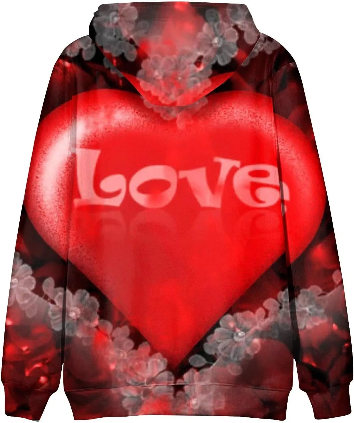 RTTUIOP Work Shirts For Men Hawaiian Long Sleeve Jacket Valentine's Day With Cap Cool Hoodie Heart Comfort With Pockets