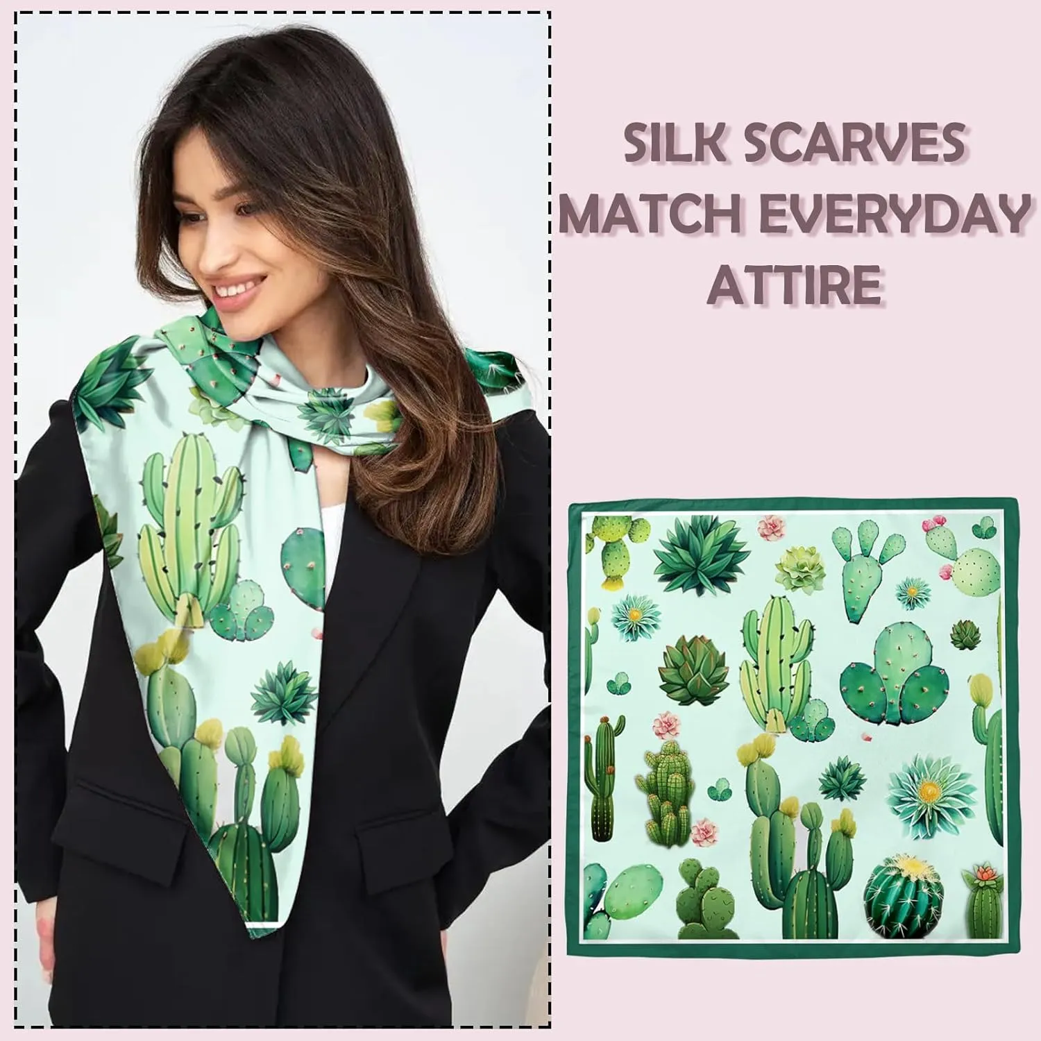 Scarf Silk Feeling Large Square Satin Head Hair Wrap Lightweight Fashion Cute Aesthetic 27.5 Inches for Women Girls