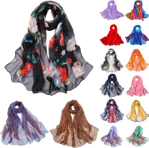 Scarfs for Womens Lightweight Print Floral Pattern Scarf Shawl Fashion Scarves Sunscreen Shawls Neckerchief Beach Wraps