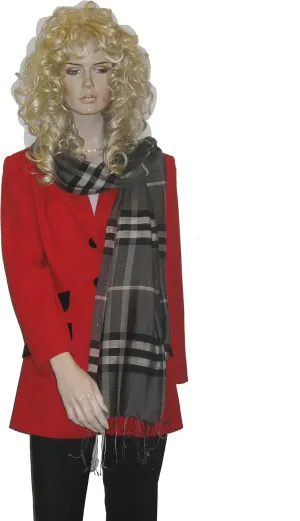 SCARF/SHAWL IN CHECK AND PLAID STYLE (CHARCOAL)