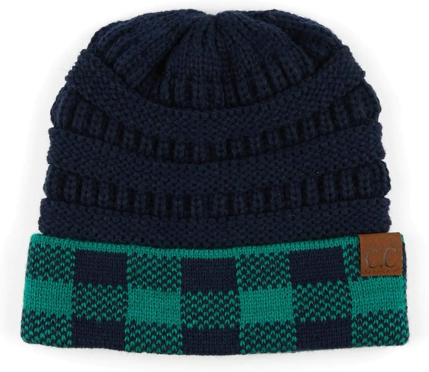 ScarvesMe 2pc Women's Winter Warm Buffalo Plaid Check Knitted Beanie and Infinity Loop Scarves Matching Set