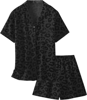 Schbbbta Girls Womens Pajamas, Satin Silky Pjs Set Kids 2Pcs Button-Down Nightwear Sleepwear Gift for Mommy and me