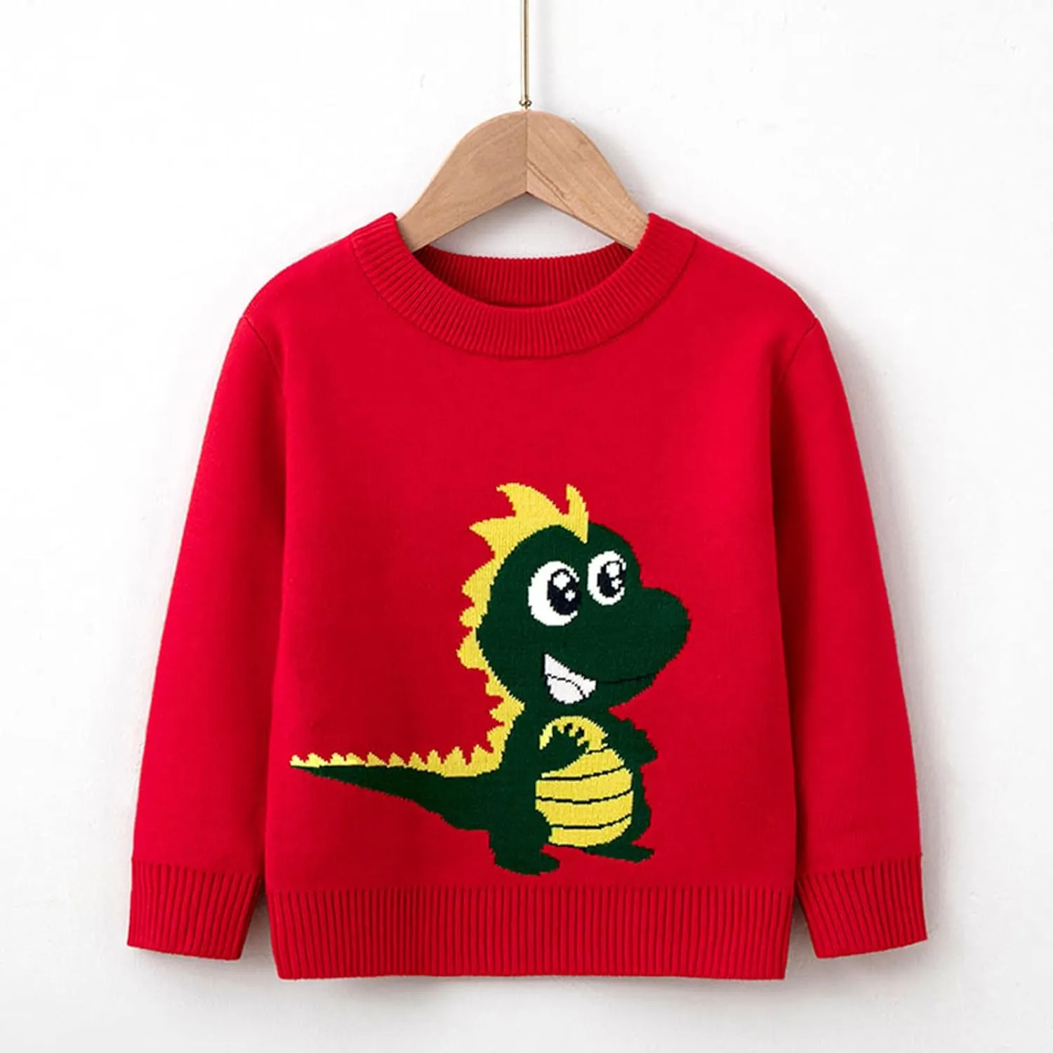 sfdgfhyf Kids Swing Tops Toddler Boys Girls Cartoon Little Dinosaur Print Sweater Long Sleeve Warm Knitted Pullover Knitwear