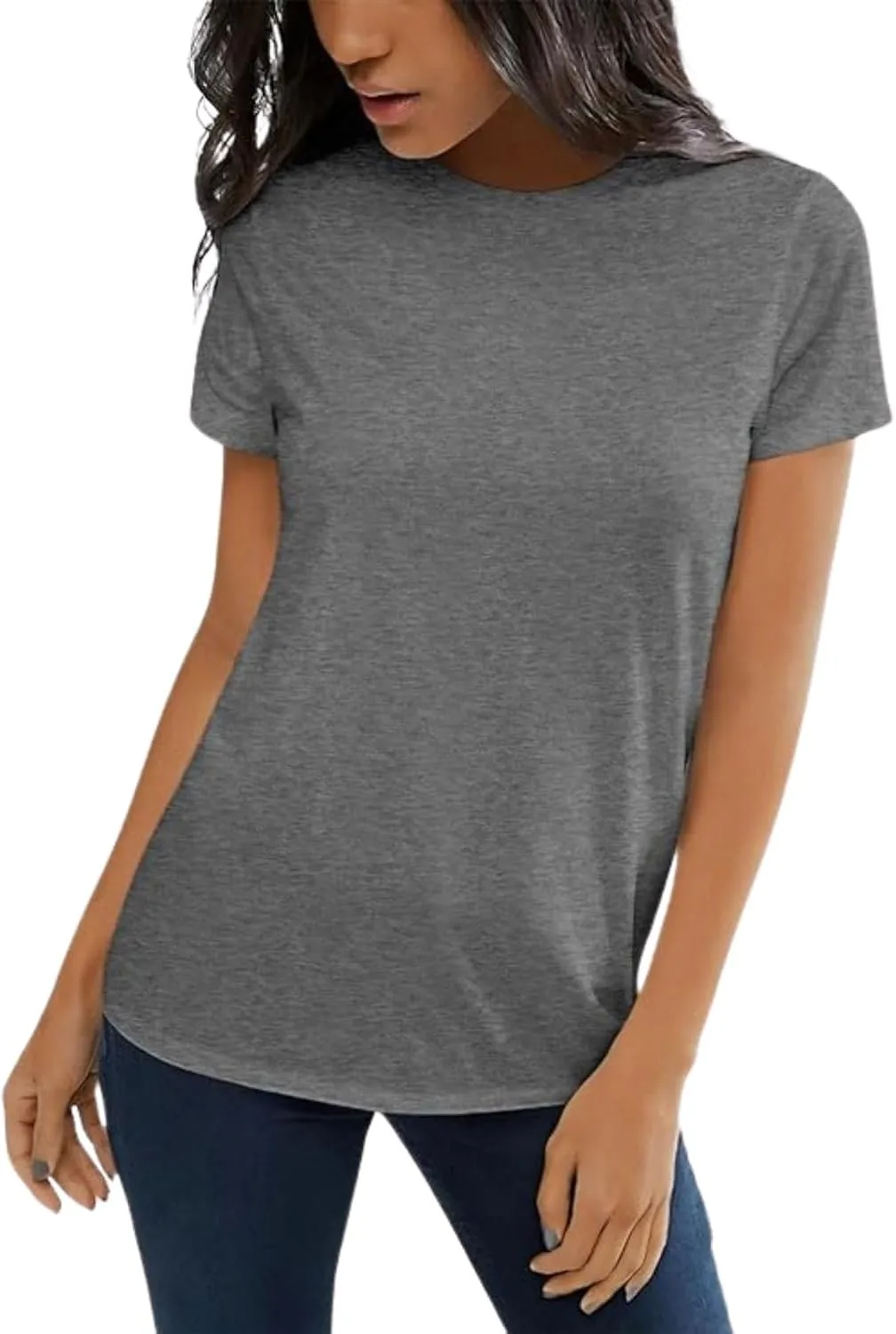 Shirts for Women Round Neck Womens Tops Short Sleeve Shirts Summer Tops Fashion Basic Tee